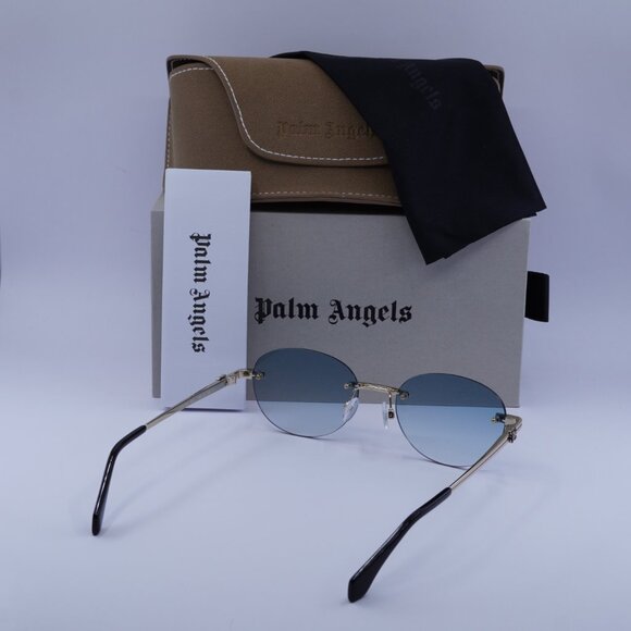 Palm Angels PERI10H CRYSTAL 7644 Oval Sunglasses - Gold/Blue Gradient - Picture 10 of 10